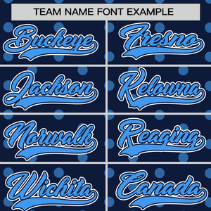 Custom Navy Powder Blue Personalized Polka Dot Graffiti Pattern Authentic Baseball Jersey