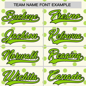 Custom Cream Neon Green Personalized Polka Dot Graffiti Pattern Authentic Baseball Jersey