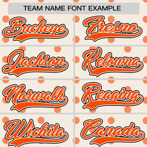 Custom Cream Orange Personalized Polka Dot Graffiti Pattern Authentic Baseball Jersey