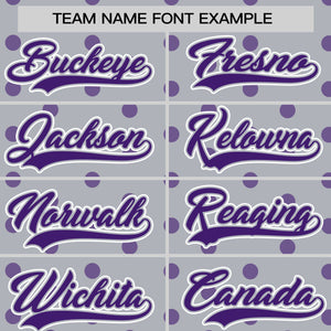 Custom Gray Purple Personalized Polka Dot Graffiti Pattern Authentic Baseball Jersey