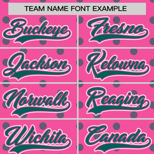 Custom Pink Aqua Personalized Polka Dot Graffiti Pattern Authentic Baseball Jersey