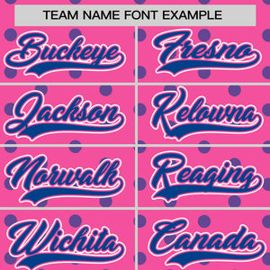 Custom Pink Royal Personalized Polka Dot Graffiti Pattern Authentic Baseball Jersey