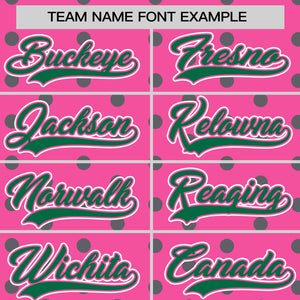 Custom Pink Kelly Green Personalized Polka Dot Graffiti Pattern Authentic Baseball Jersey