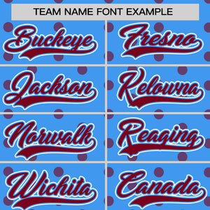 Custom Powder Blue Crimson Personalized Polka Dot Graffiti Pattern Authentic Baseball Jersey