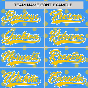 Custom Powder Blue Gold Personalized Polka Dot Graffiti Pattern Authentic Baseball Jersey