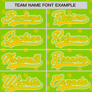 Custom Neon Green Gold Personalized Polka Dot Graffiti Pattern Authentic Baseball Jersey