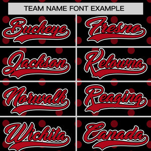 Custom Black Red Personalized Polka Dot Graffiti Pattern Authentic Baseball Jersey