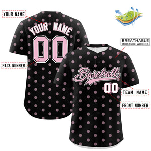 Custom Black Light Pink Personalized Polka Dot Graffiti Pattern Authentic Baseball Jersey