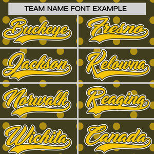 Custom Olive Gold Personalized Polka Dot Graffiti Pattern Authentic Baseball Jersey