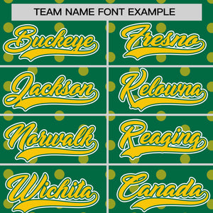 Custom Kelly Green Gold Personalized Polka Dot Graffiti Pattern Authentic Baseball Jersey