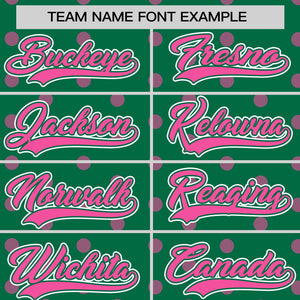 Custom Kelly Green Pink Personalized Polka Dot Graffiti Pattern Authentic Baseball Jersey