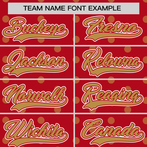 Custom Red Old Gold Personalized Polka Dot Graffiti Pattern Authentic Baseball Jersey