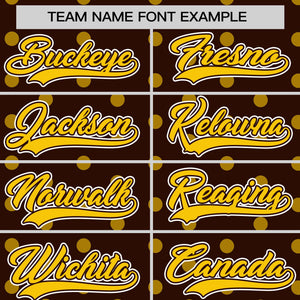 Custom Brown Gold Personalized Polka Dot Graffiti Pattern Authentic Baseball Jersey