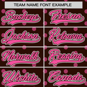 Custom Brown Pink Personalized Polka Dot Graffiti Pattern Authentic Baseball Jersey