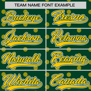 Custom Green Gold Personalized Polka Dot Graffiti Pattern Authentic Baseball Jersey