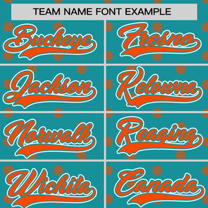 Custom Aqua Orange Personalized Polka Dot Graffiti Pattern Authentic Baseball Jersey