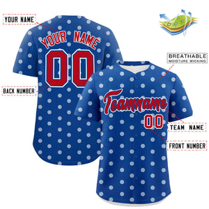 Custom Royal White Personalized Polka Dot Graffiti Pattern Authentic Baseball Jersey