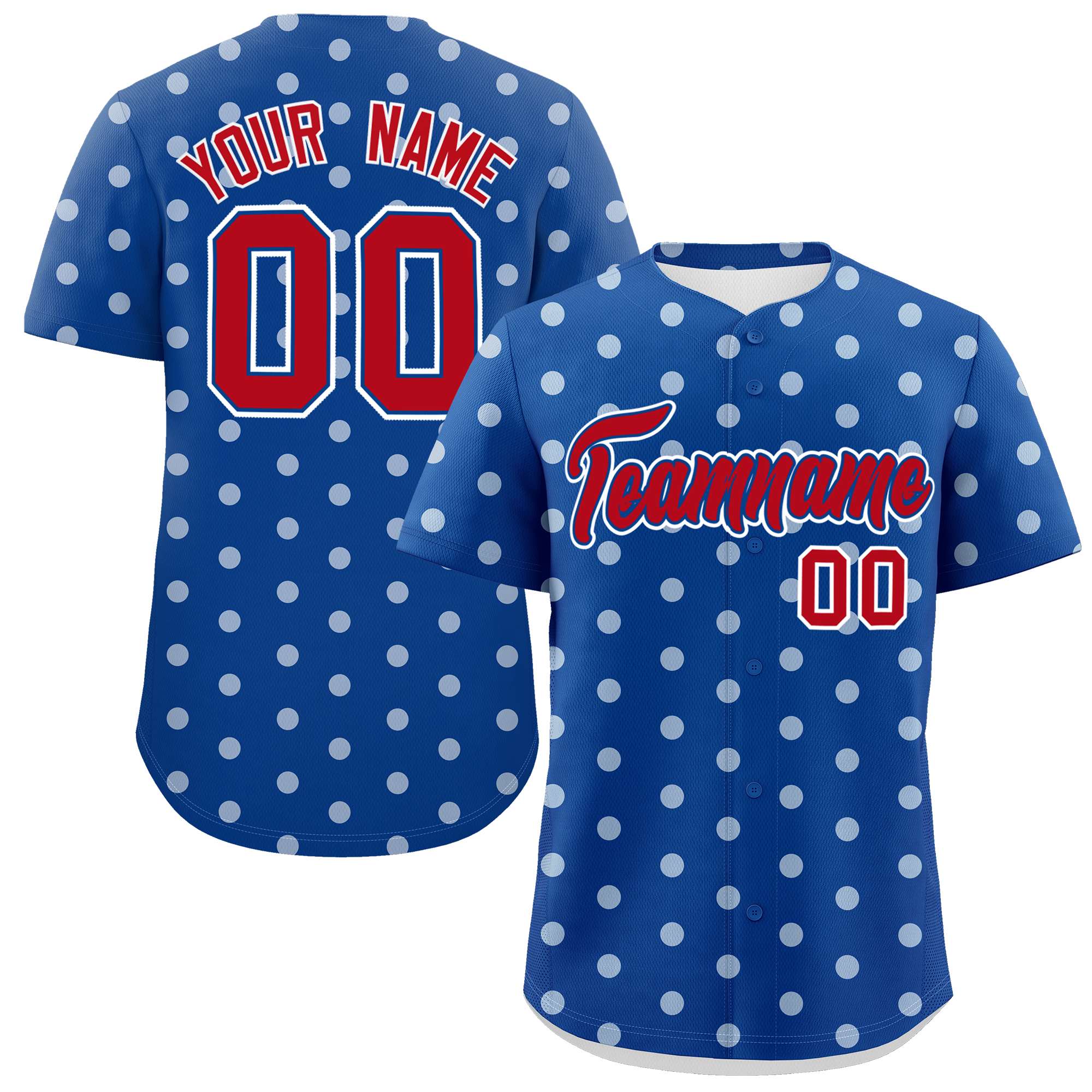 Custom Royal White Personalized Polka Dot Graffiti Pattern Authentic Baseball Jersey