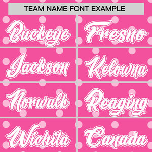 Custom Pink White Personalized Polka Dot Graffiti Pattern Authentic Baseball Jersey