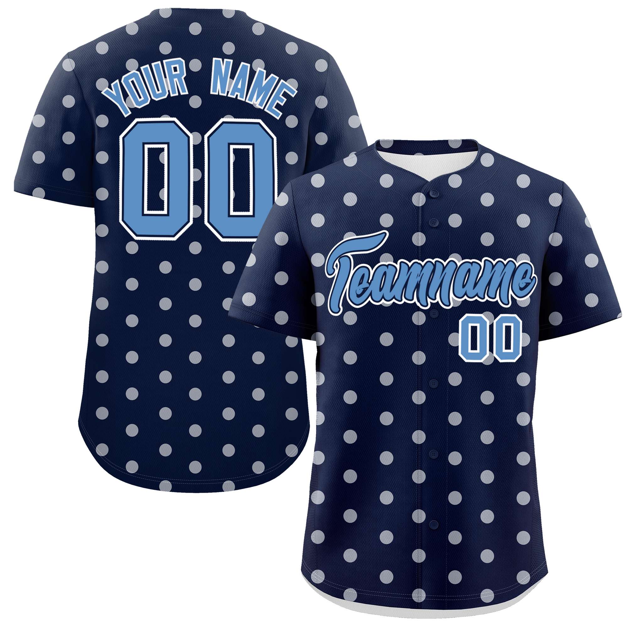 Custom Navy White Personalized Polka Dot Graffiti Pattern Authentic Baseball Jersey