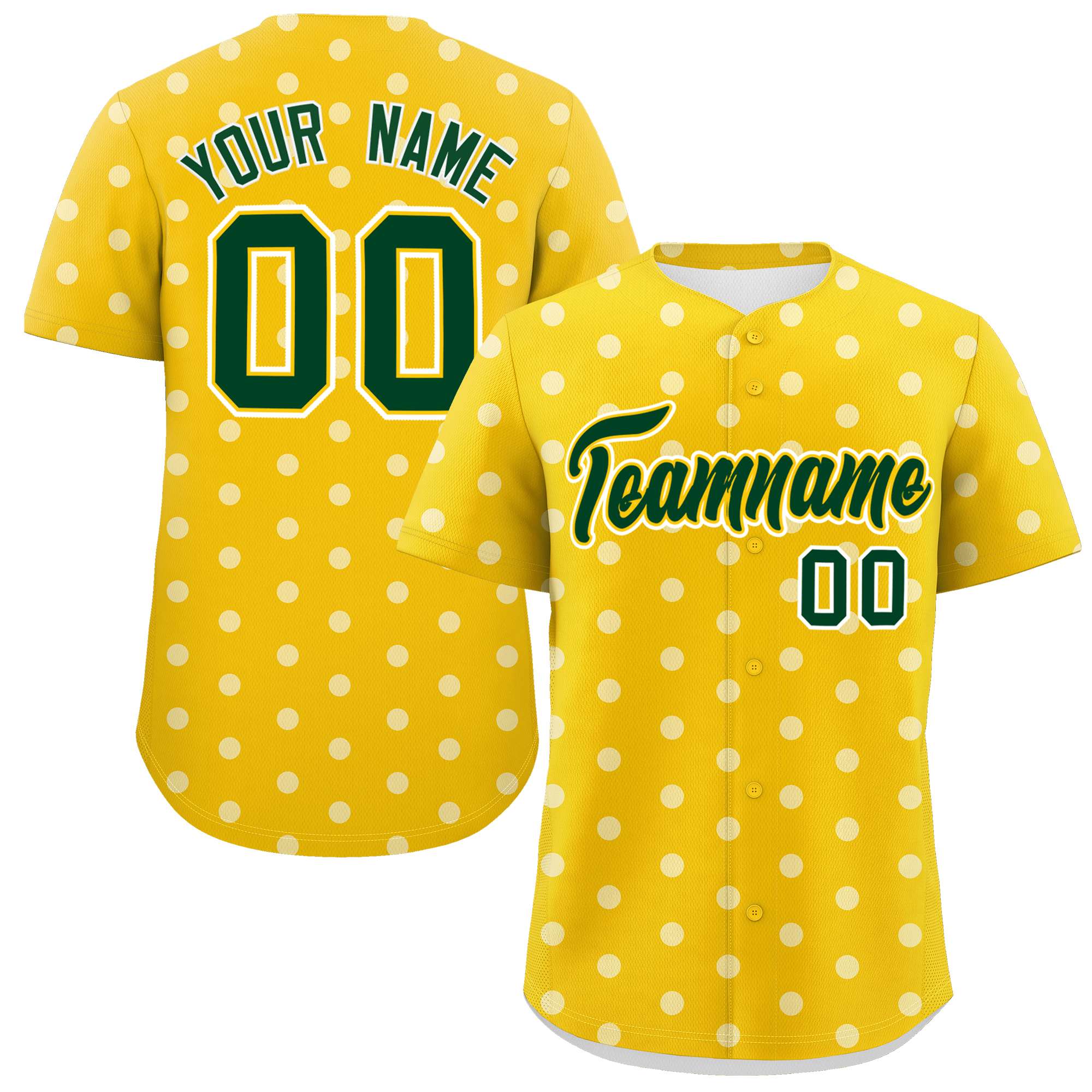 Custom Gold White Personalized Polka Dot Graffiti Pattern Authentic Baseball Jersey