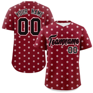 Custom Crimson White Personalized Polka Dot Graffiti Pattern Authentic Baseball Jersey