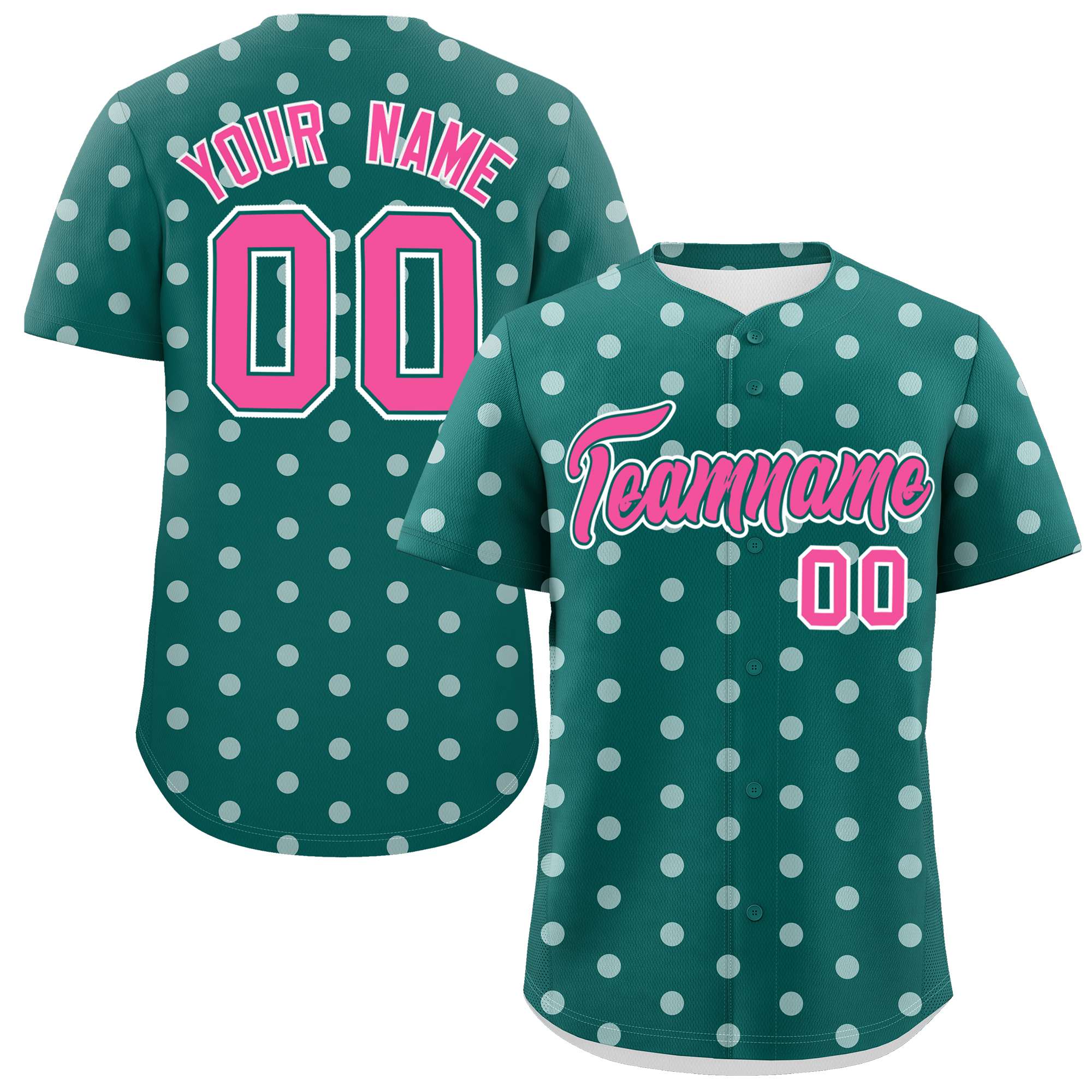 Custom Aqua White Personalized Polka Dot Graffiti Pattern Authentic Baseball Jersey