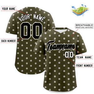 Custom Olive White Personalized Polka Dot Graffiti Pattern Authentic Baseball Jersey