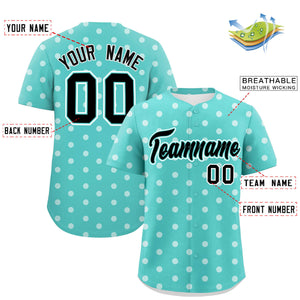 Custom Bright Green White Personalized Polka Dot Graffiti Pattern Authentic Baseball Jersey