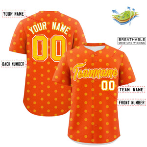 Custom Orange Yellow Personalized Polka Dot Graffiti Pattern Authentic Baseball Jersey