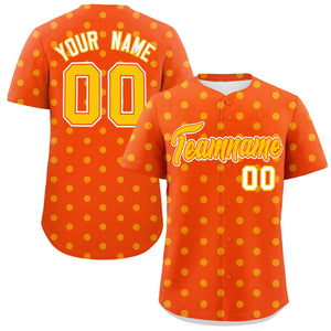 Custom Orange Yellow Personalized Polka Dot Graffiti Pattern Authentic Baseball Jersey