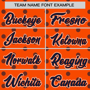 Custom Orange Navy Personalized Polka Dot Graffiti Pattern Authentic Baseball Jersey