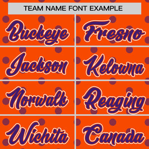 Custom Orange Purple Personalized Polka Dot Graffiti Pattern Authentic Baseball Jersey