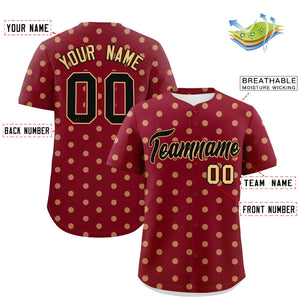 Custom Crimson Khaki Personalized Polka Dot Graffiti Pattern Authentic Baseball Jersey