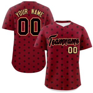 Custom Crimson Black Personalized Polka Dot Graffiti Pattern Authentic Baseball Jersey