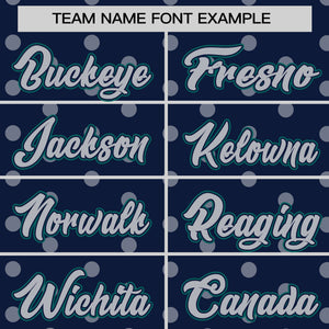 Custom Navy Gray Personalized Polka Dot Graffiti Pattern Authentic Baseball Jersey