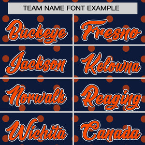 Custom Navy Orange Personalized Polka Dot Graffiti Pattern Authentic Baseball Jersey