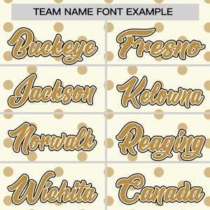 Custom Cream Old Gold Personalized Polka Dot Graffiti Pattern Authentic Baseball Jersey