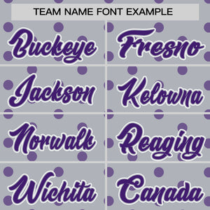 Custom Gray Purple Personalized Polka Dot Graffiti Pattern Authentic Baseball Jersey