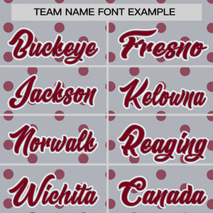 Custom Gray Crimson Personalized Polka Dot Graffiti Pattern Authentic Baseball Jersey