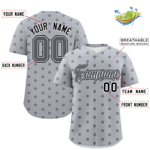 Custom Gray Dark Gray Personalized Polka Dot Graffiti Pattern Authentic Baseball Jersey