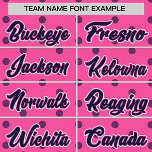 Custom Pink Navy Personalized Polka Dot Graffiti Pattern Authentic Baseball Jersey