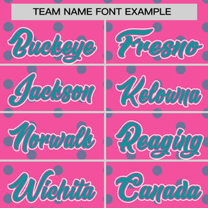 Custom Pink Aqua Personalized Polka Dot Graffiti Pattern Authentic Baseball Jersey