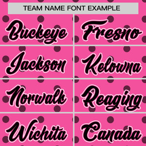 Custom Pink Black Personalized Polka Dot Graffiti Pattern Authentic Baseball Jersey