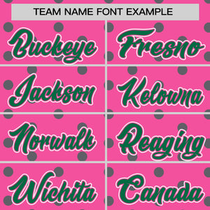 Custom Pink Kelly Green Personalized Polka Dot Graffiti Pattern Authentic Baseball Jersey