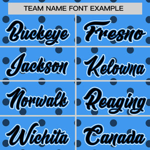 Custom Powder Blue Black Personalized Polka Dot Graffiti Pattern Authentic Baseball Jersey