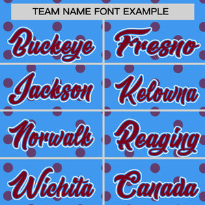 Custom Powder Blue Crimson Personalized Polka Dot Graffiti Pattern Authentic Baseball Jersey