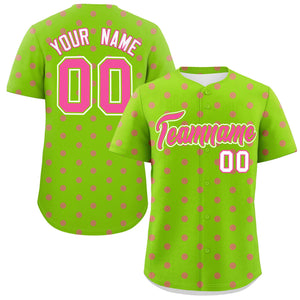 Custom Neon Green Pink Personalized Polka Dot Graffiti Pattern Authentic Baseball Jersey