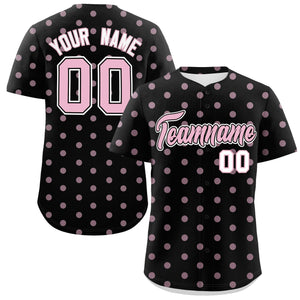 Custom Black Light Pink Personalized Polka Dot Graffiti Pattern Authentic Baseball Jersey