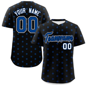 Custom Black Royal Personalized Polka Dot Graffiti Pattern Authentic Baseball Jersey